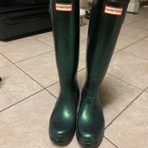 Sparkly Green Tall Hunter Boots!